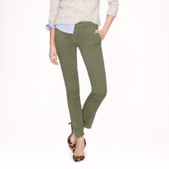 J. Crew Pants - J. Crew Cotton Utility Olive Green Cargo Slim Straight Ankle Pant 31